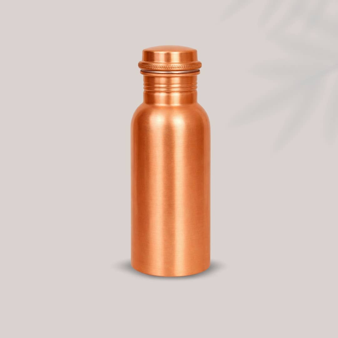 Handgjord kopparflaska i tung kvalitet – matt, ca 500 ml