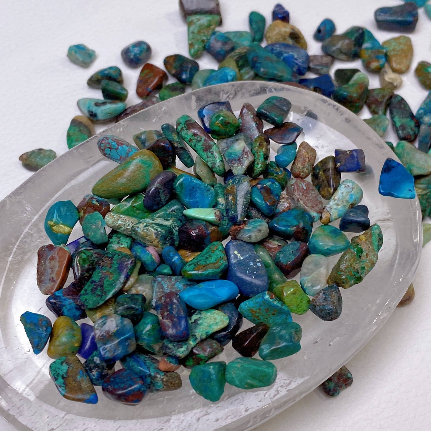 Chrysocolla – högkvalitativa kristallchips, 50 g