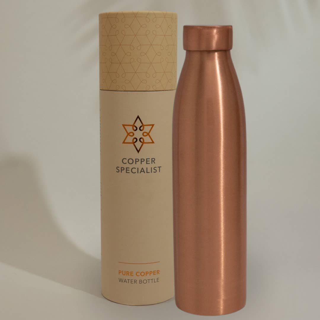 Handgjord kopparflaska med skruvkork – matt, ca 950 ml
