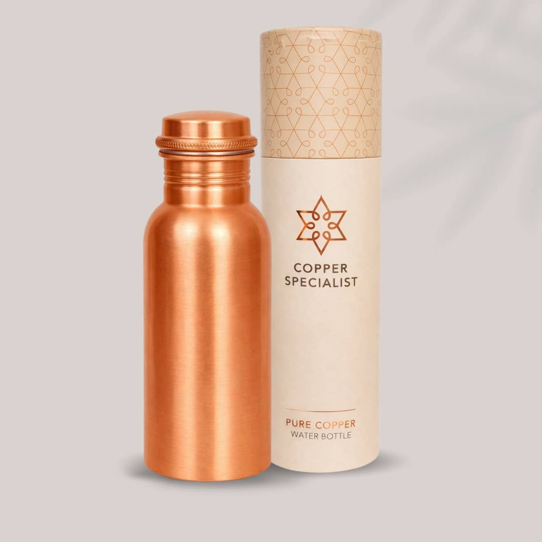 Handgjord kopparflaska i tung kvalitet – matt, ca 500 ml