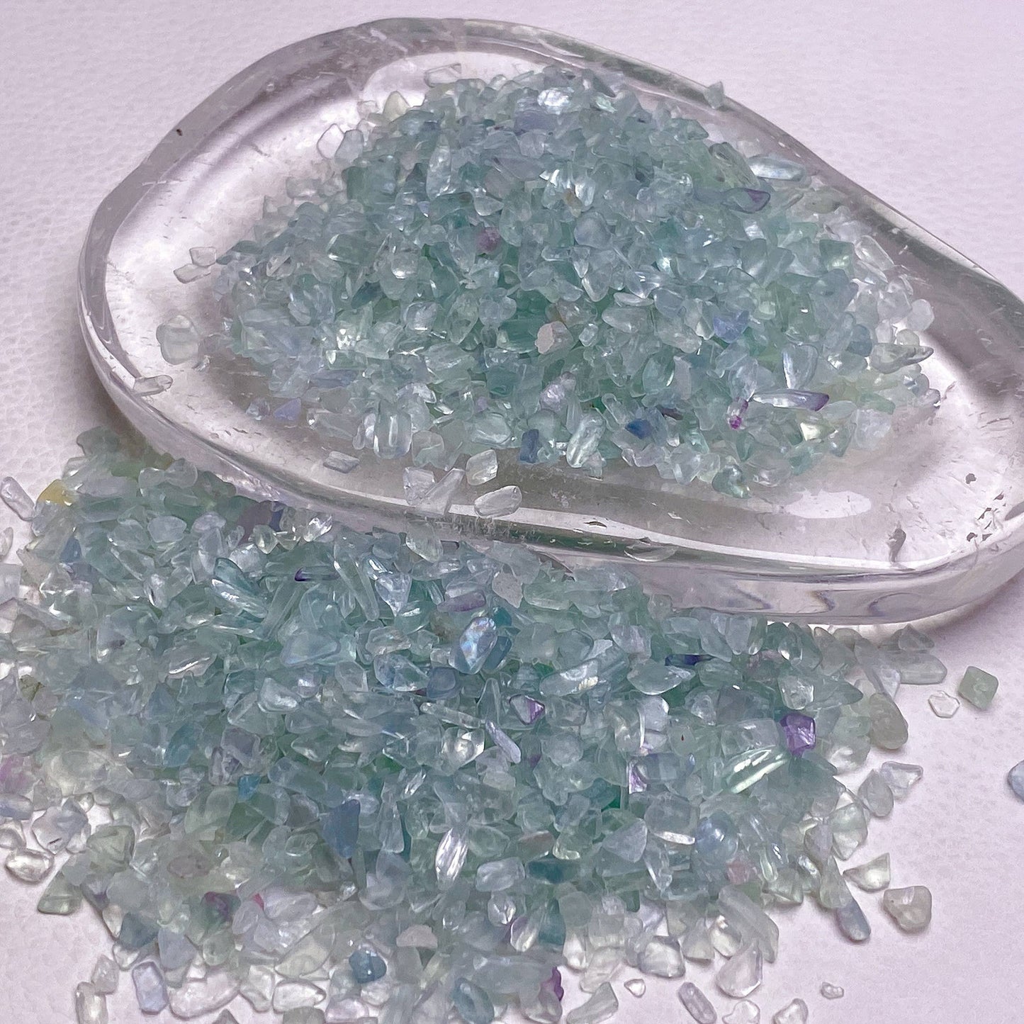 Grön fluorit – högkvalitativa kristallchips, 50 g
