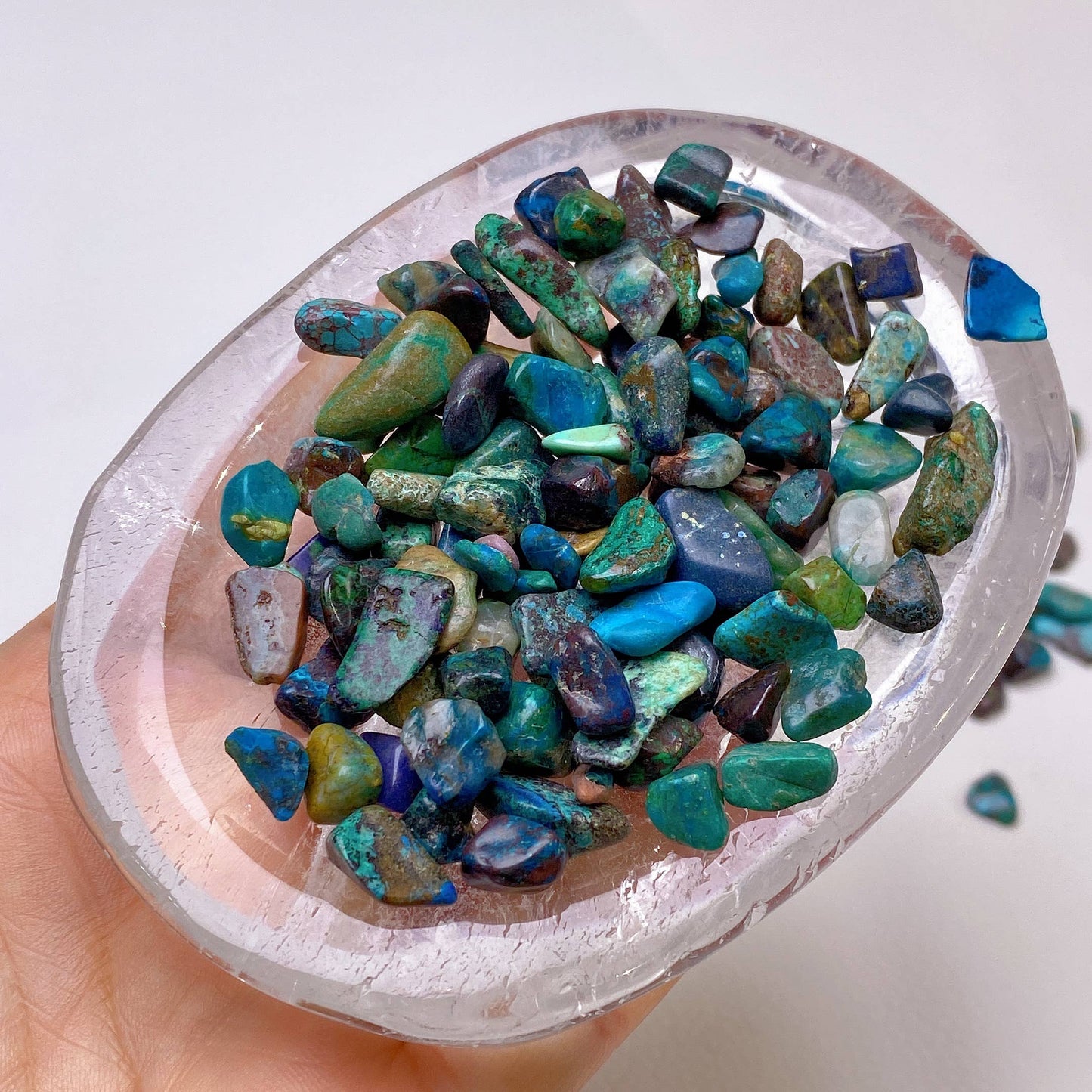 Chrysocolla – högkvalitativa kristallchips, 50 g