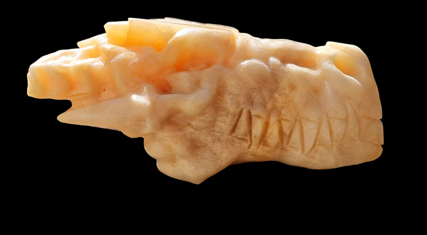 Drakskalle i orange kalcit