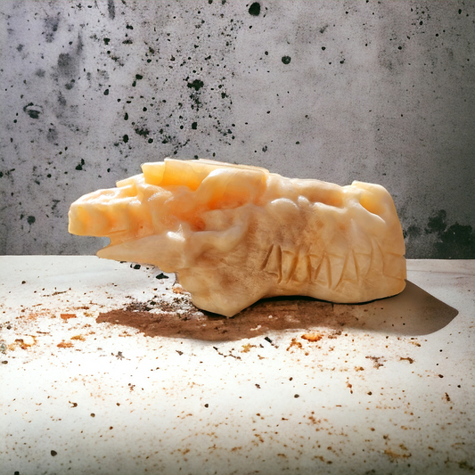 Drakskalle i orange kalcit