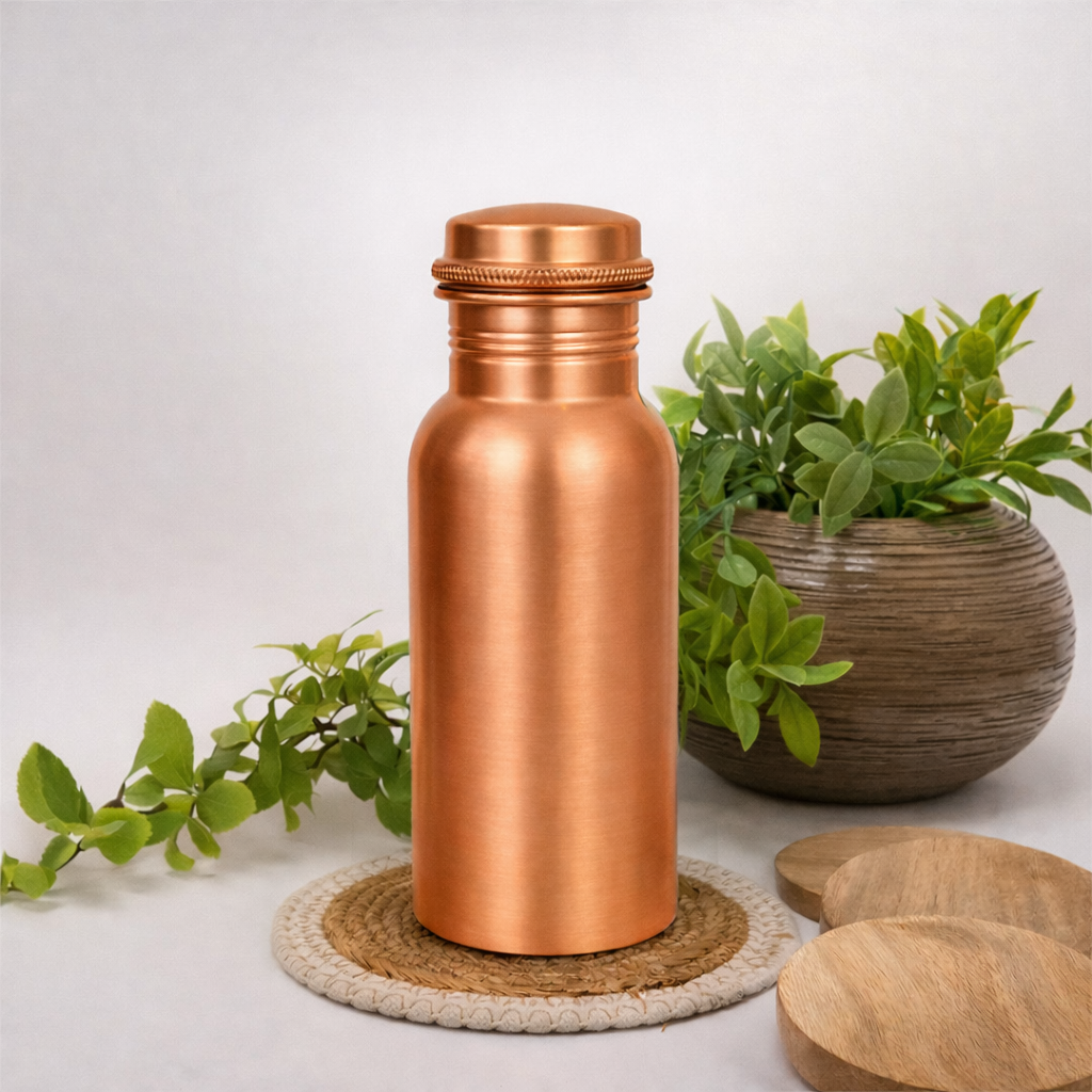 Handgjord kopparflaska i tung kvalitet – matt, ca 500 ml
