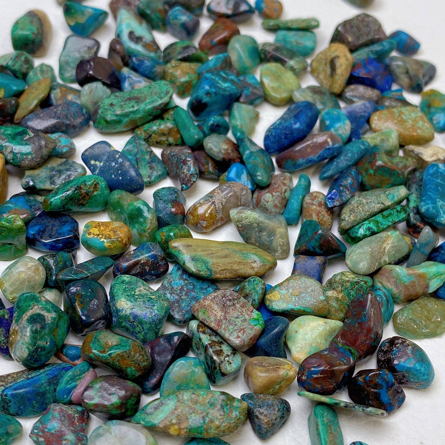 Chrysocolla – högkvalitativa kristallchips, 50 g