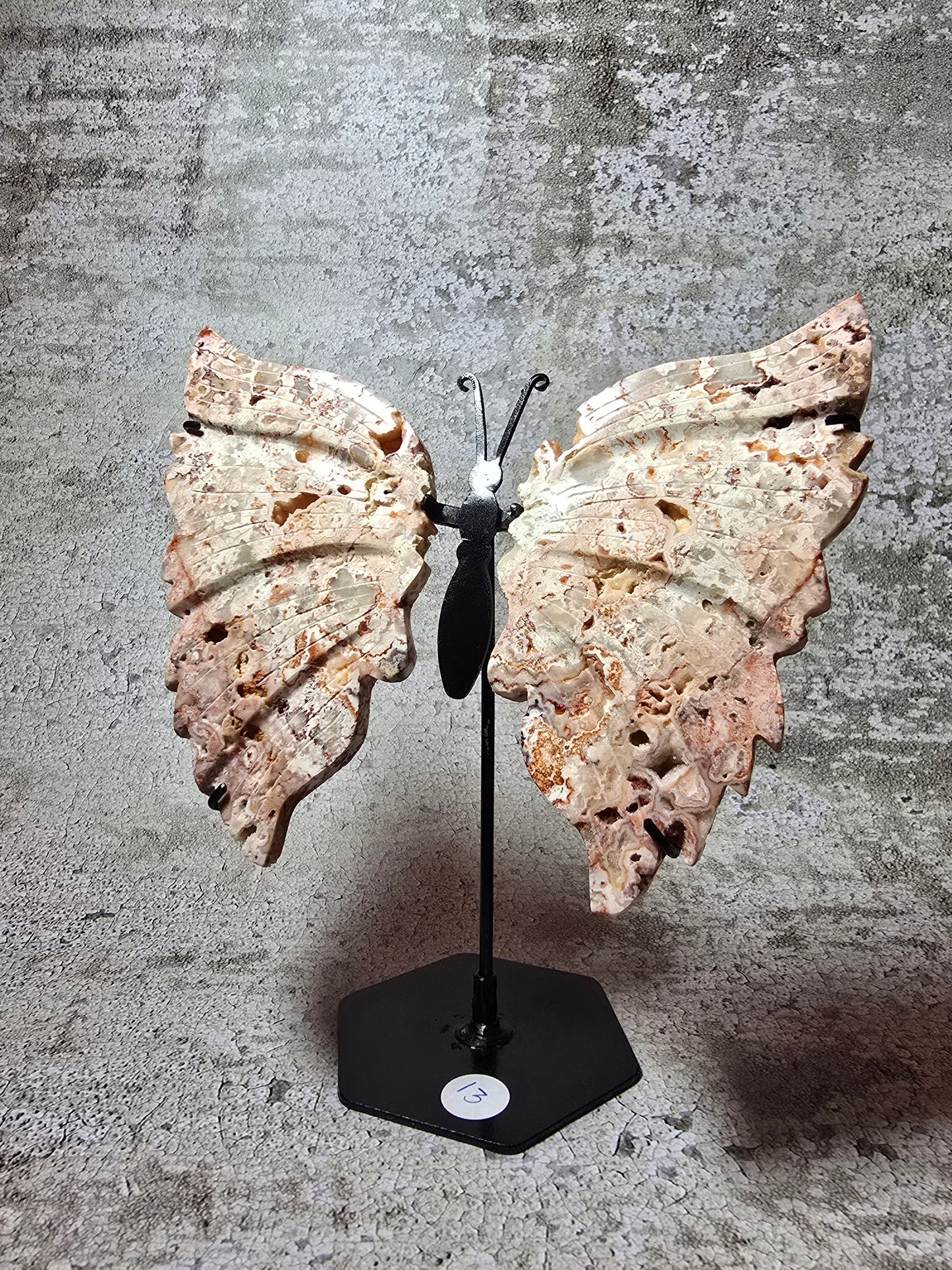 Rosa Crazy Lace Agat – Handkarvad Fjäril av Transformation #13