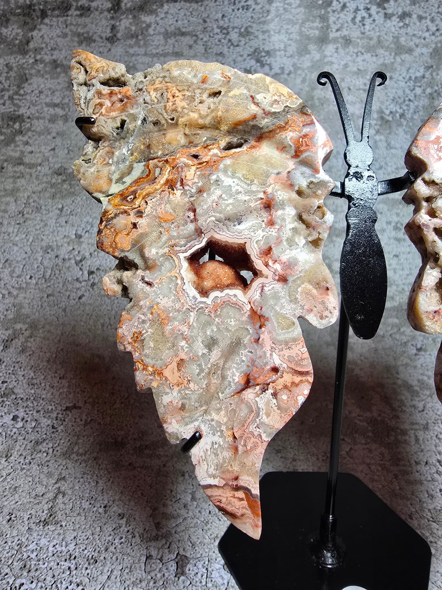 Rosa Crazy Lace Agat – Handkarvad Transformationsfjäril #16