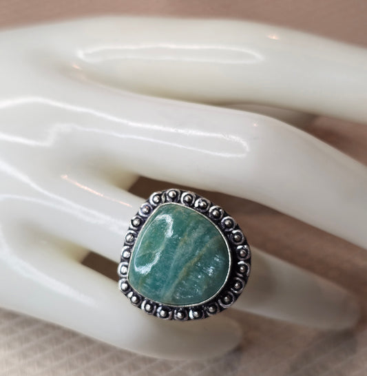 Havets Hjärtslag – Amazonit Ring (Storlek 7)