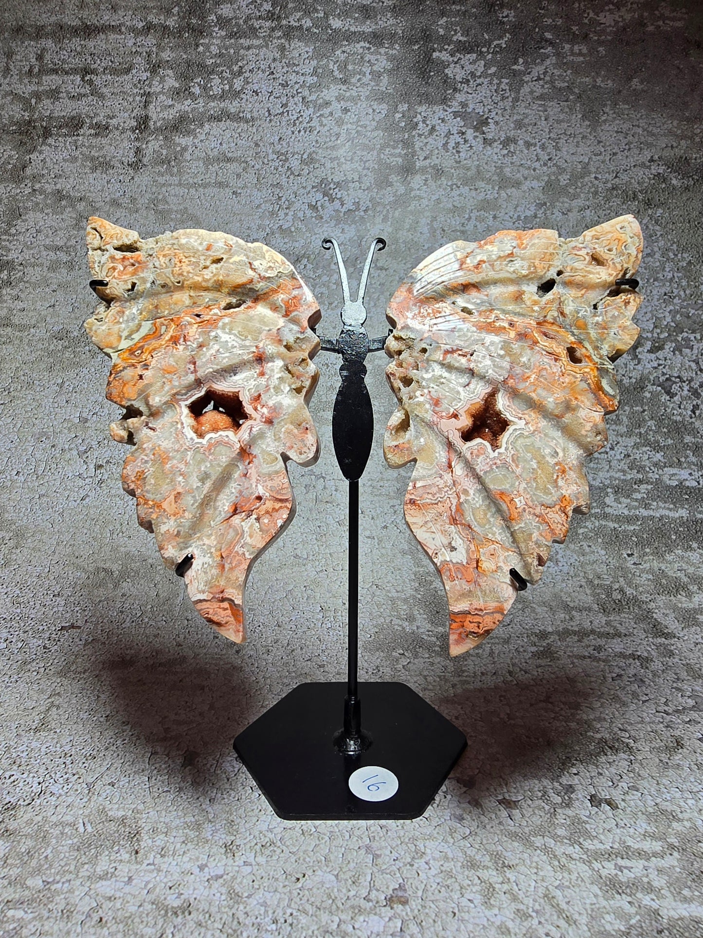 Rosa Crazy Lace Agat – Handkarvad Transformationsfjäril #16