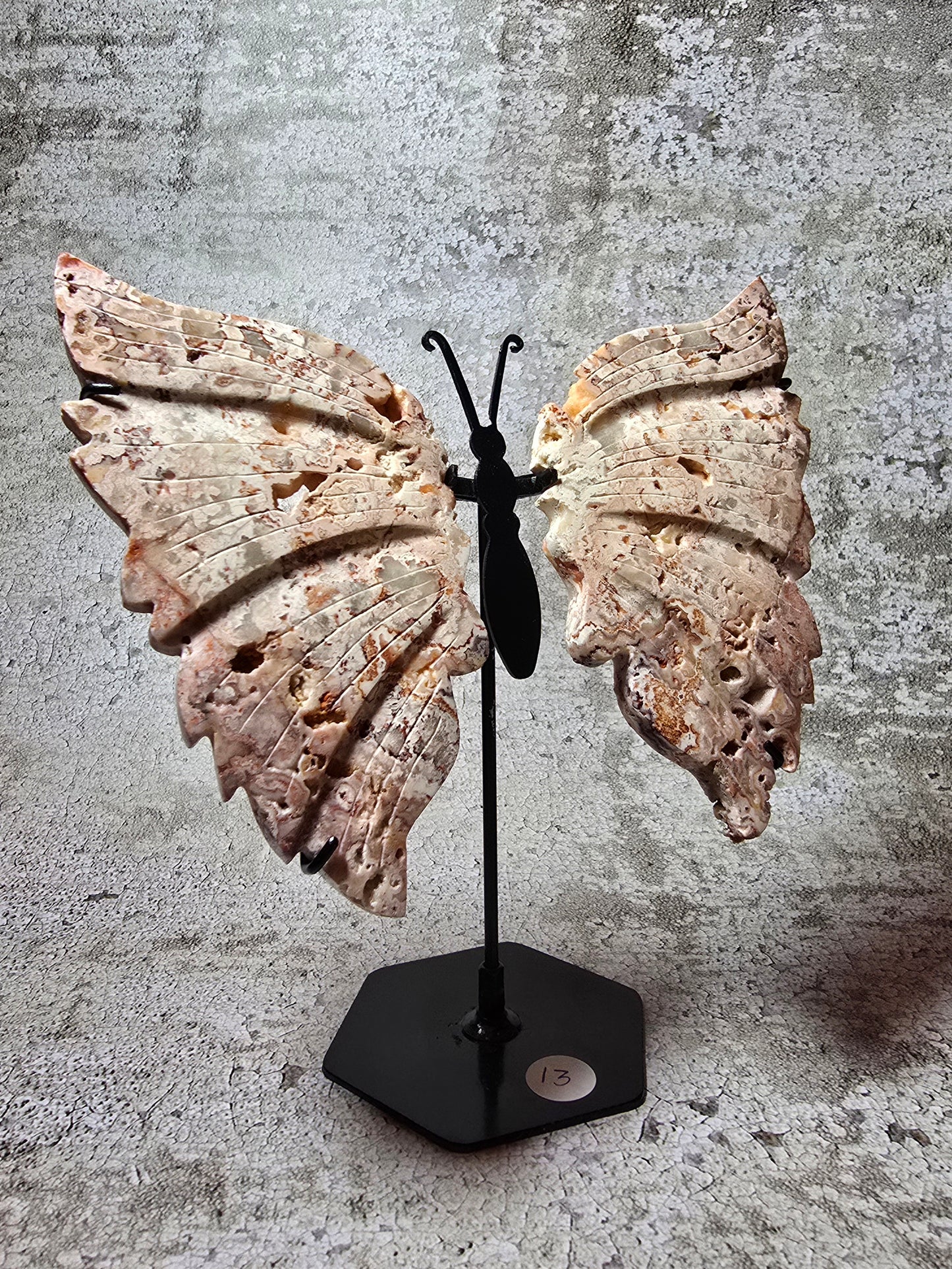 Rosa Crazy Lace Agat – Handkarvad Fjäril av Transformation #13