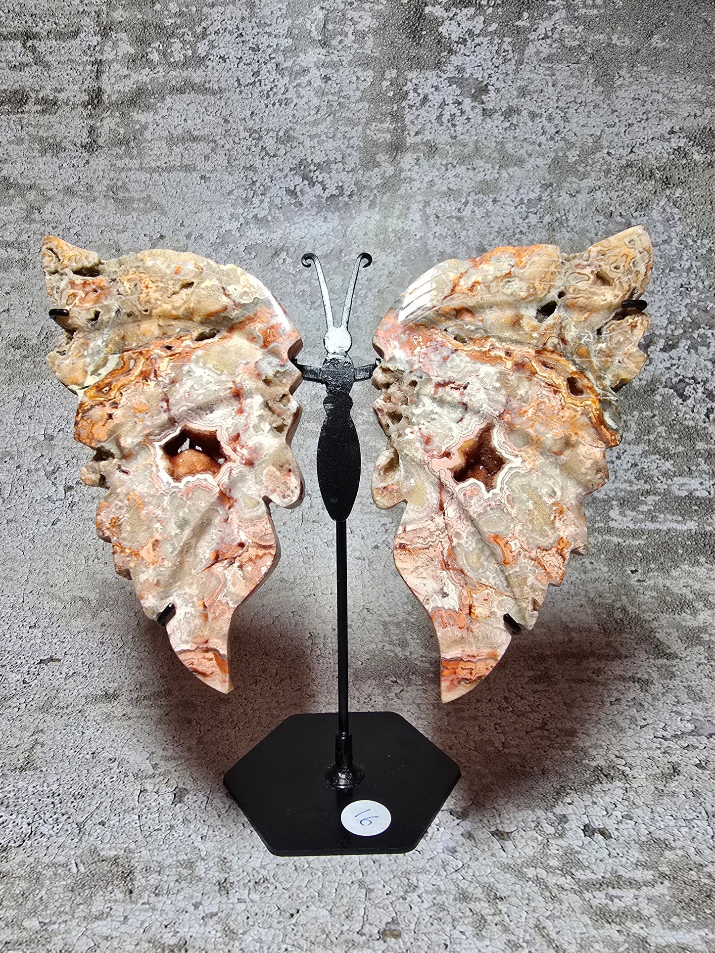 Rosa Crazy Lace Agat – Handkarvad Transformationsfjäril #16