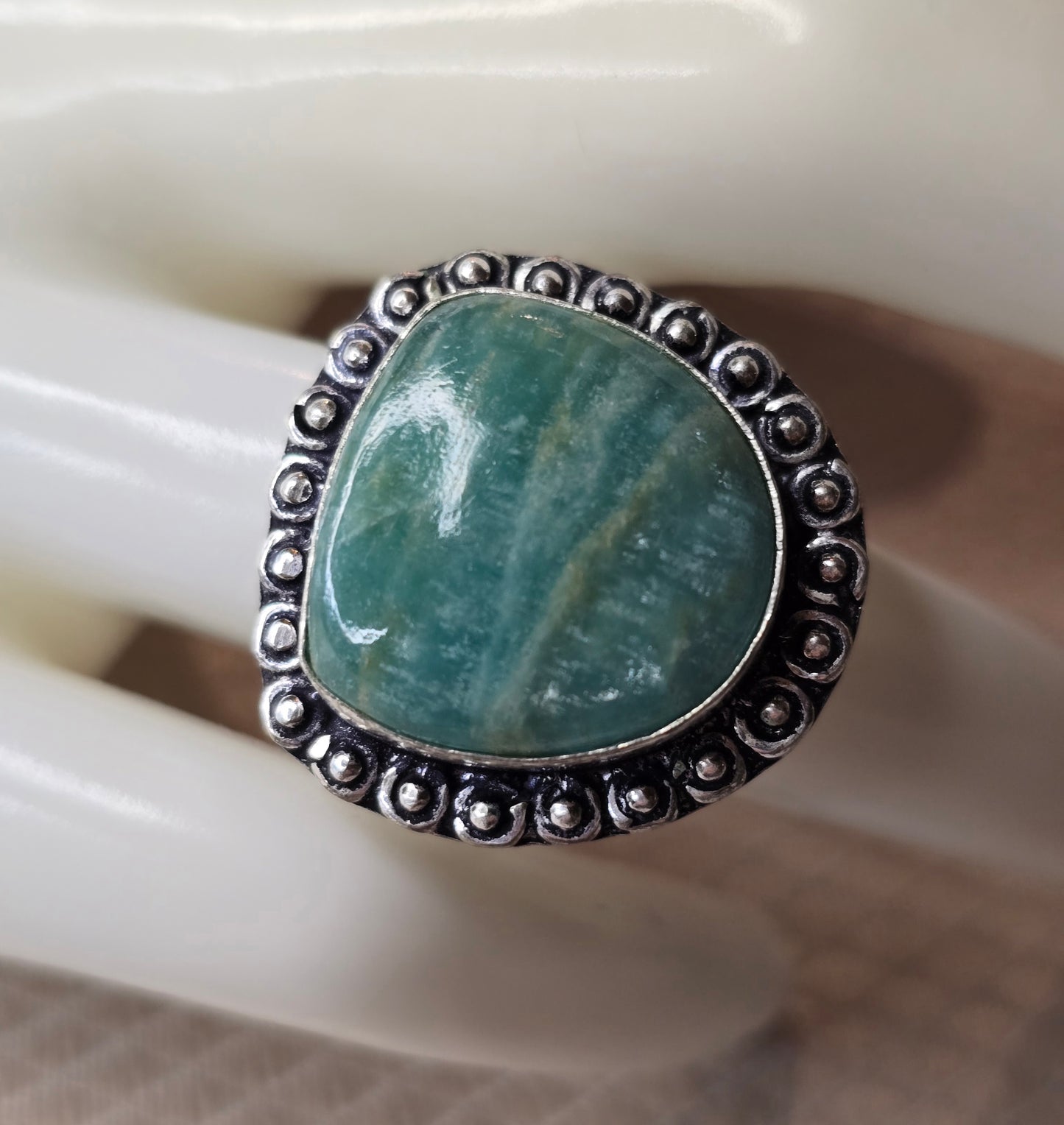Havets Hjärtslag – Amazonit Ring (Storlek 7)