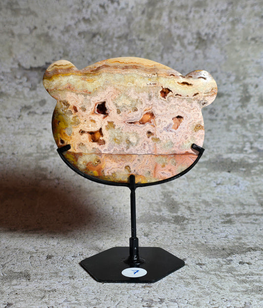 Rosa Crazy Lace Agat – Handkarvad Beskyddarnalle #7