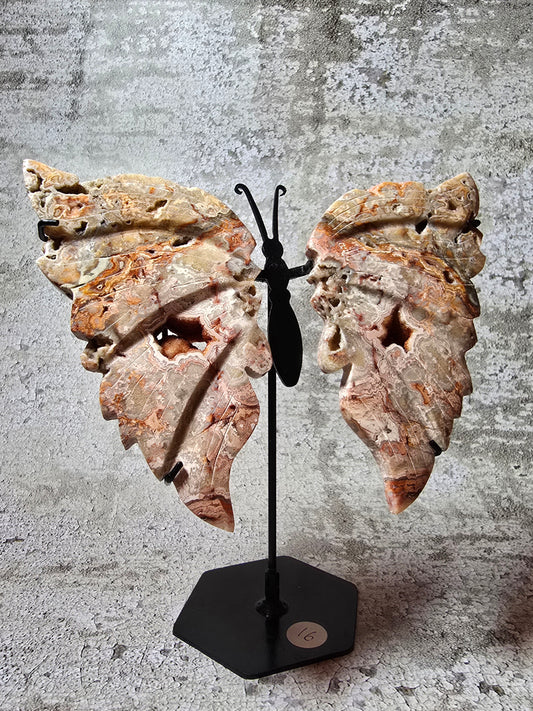 Rosa Crazy Lace Agat – Handkarvad Transformationsfjäril #16