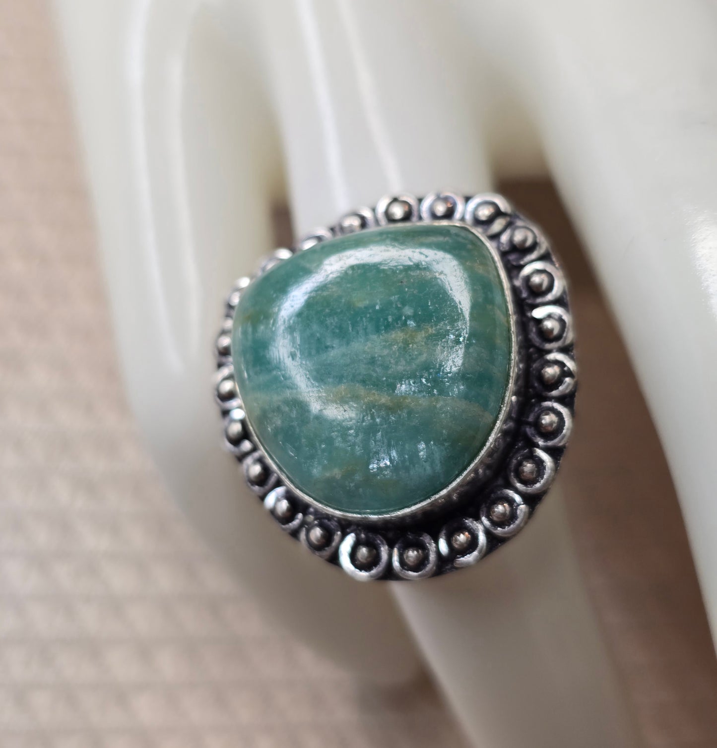 Havets Hjärtslag – Amazonit Ring (Storlek 7)