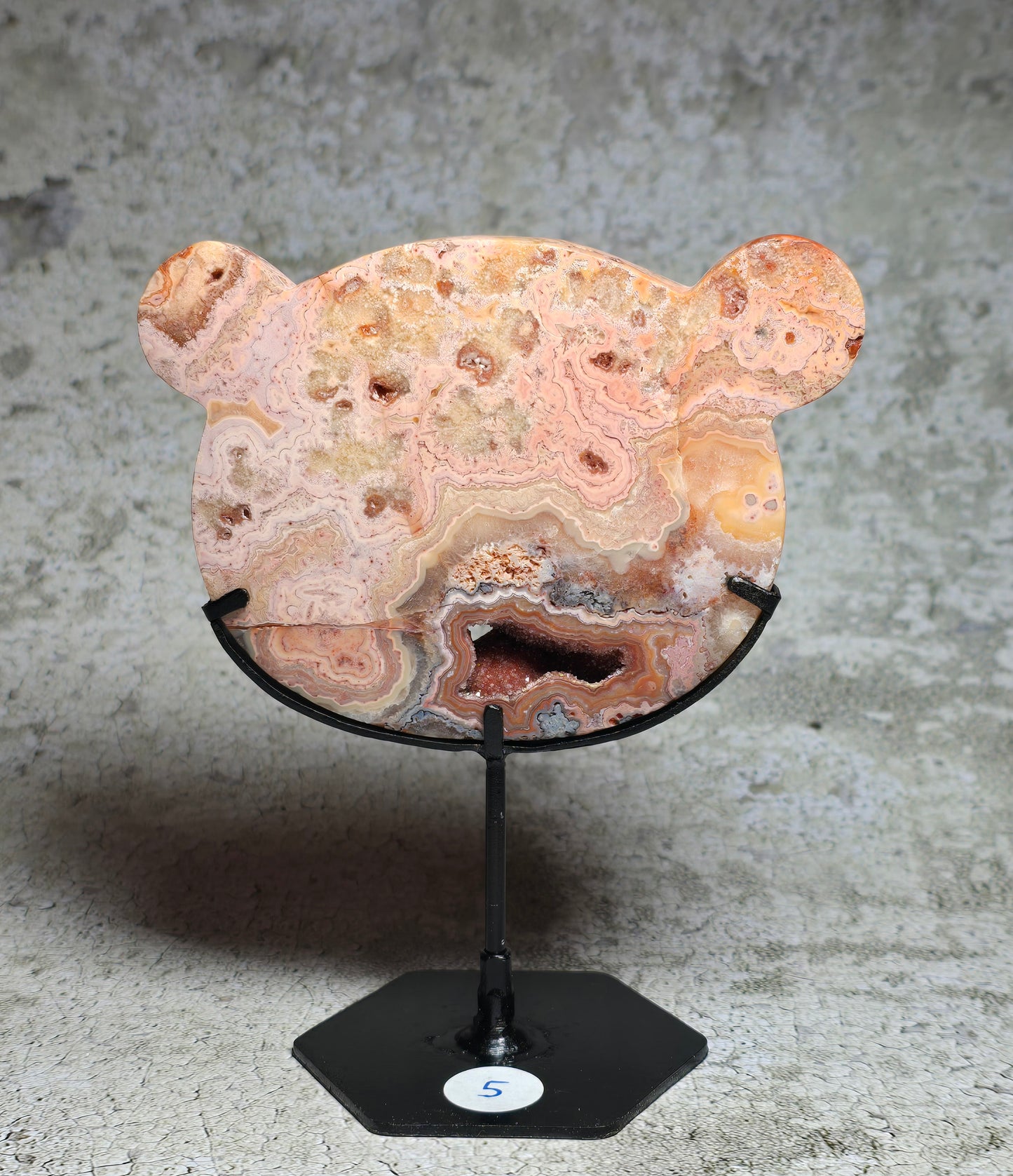 Rosa Crazy Lace Agat – Handkarvad Skyddsnalle #5