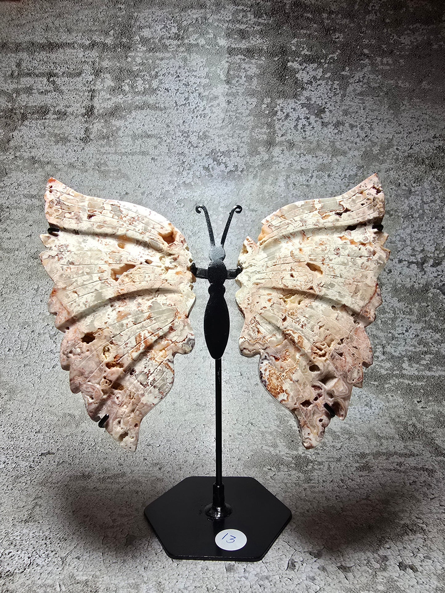 Rosa Crazy Lace Agat – Handkarvad Fjäril av Transformation #13