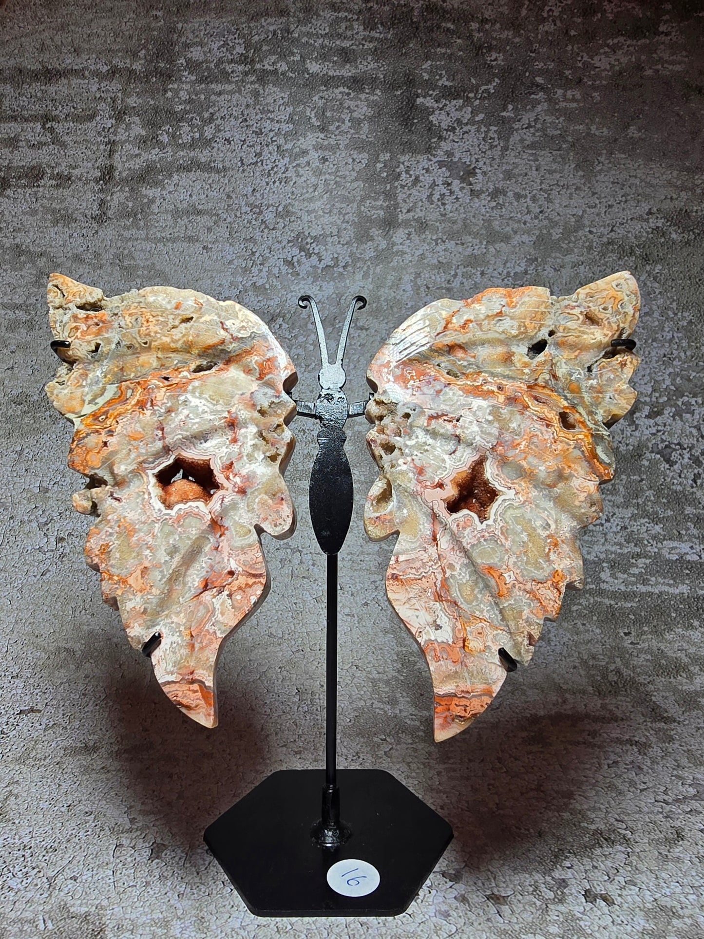 Rosa Crazy Lace Agat – Handkarvad Transformationsfjäril #16