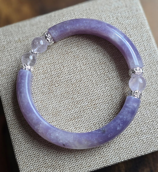 Half Bangle – Lepidolit med klar kvarts