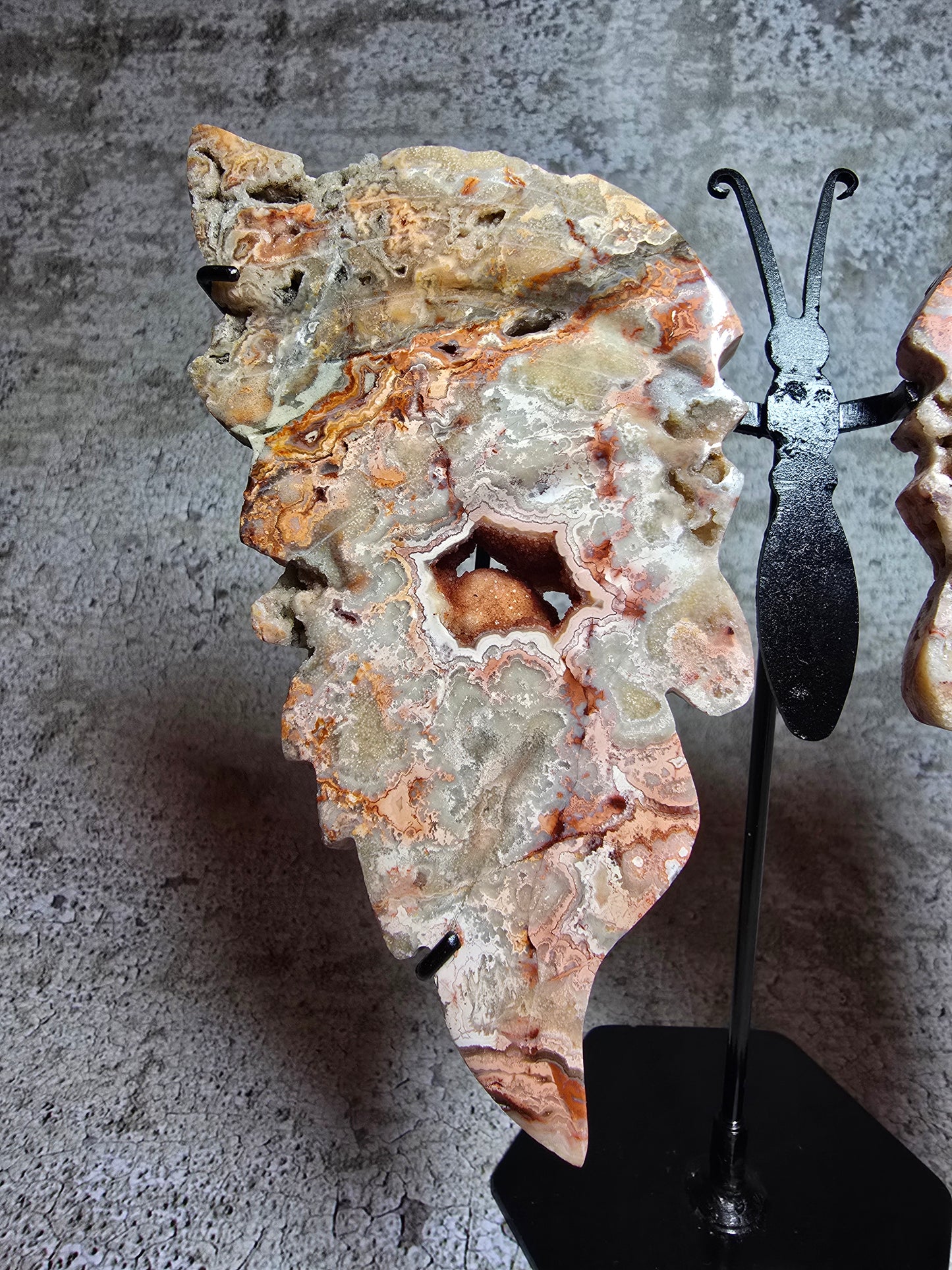 Rosa Crazy Lace Agat – Handkarvad Transformationsfjäril #16